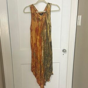 Ana & Rose Boho Chic Sleeveless Midi Dress - Orange and Brown